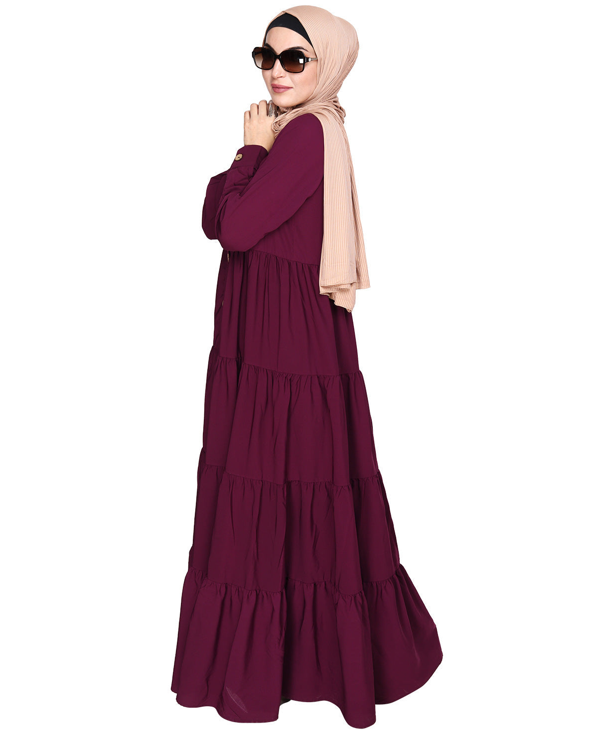 Contemporary Multi Layered Gather Dress Purple