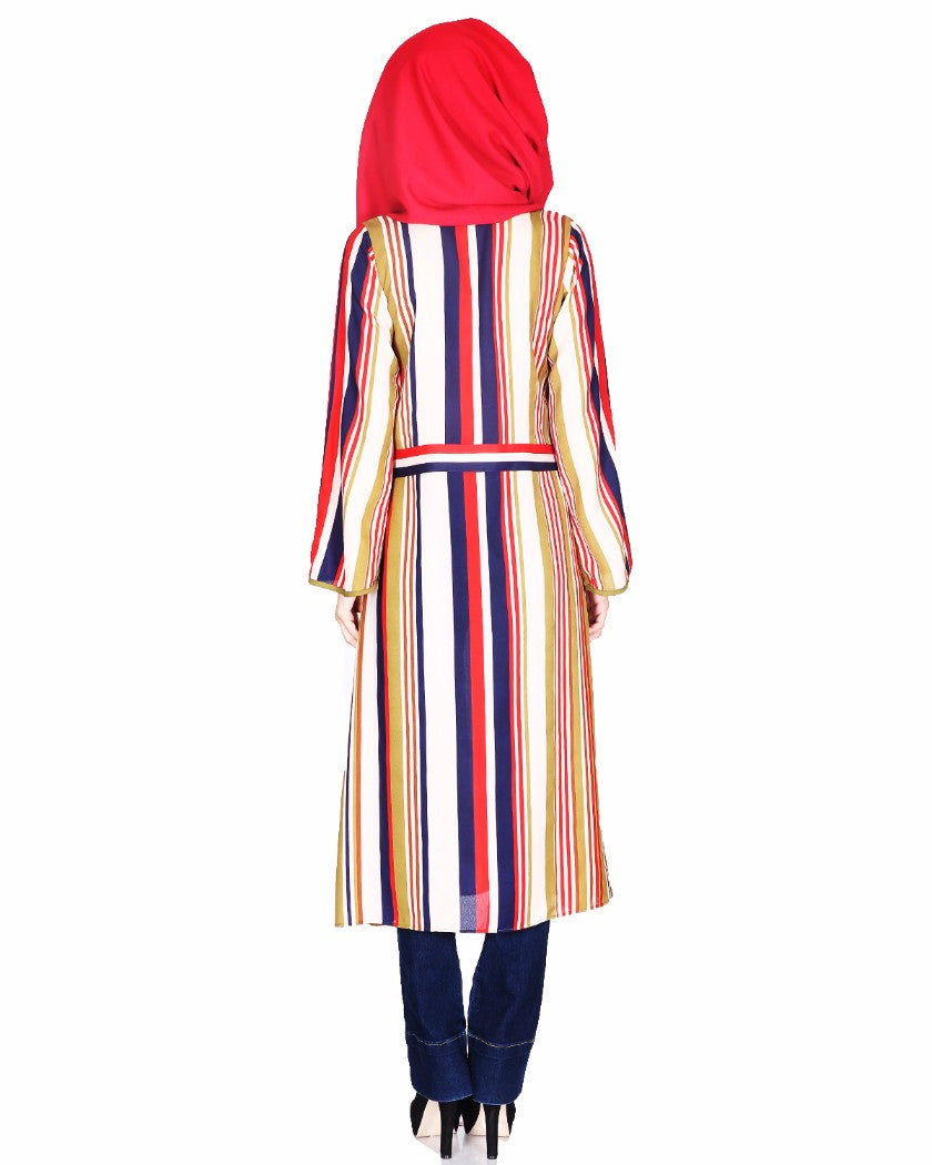 Yellow Gathered Top With Printed Yoke And Sleeve Border Off White