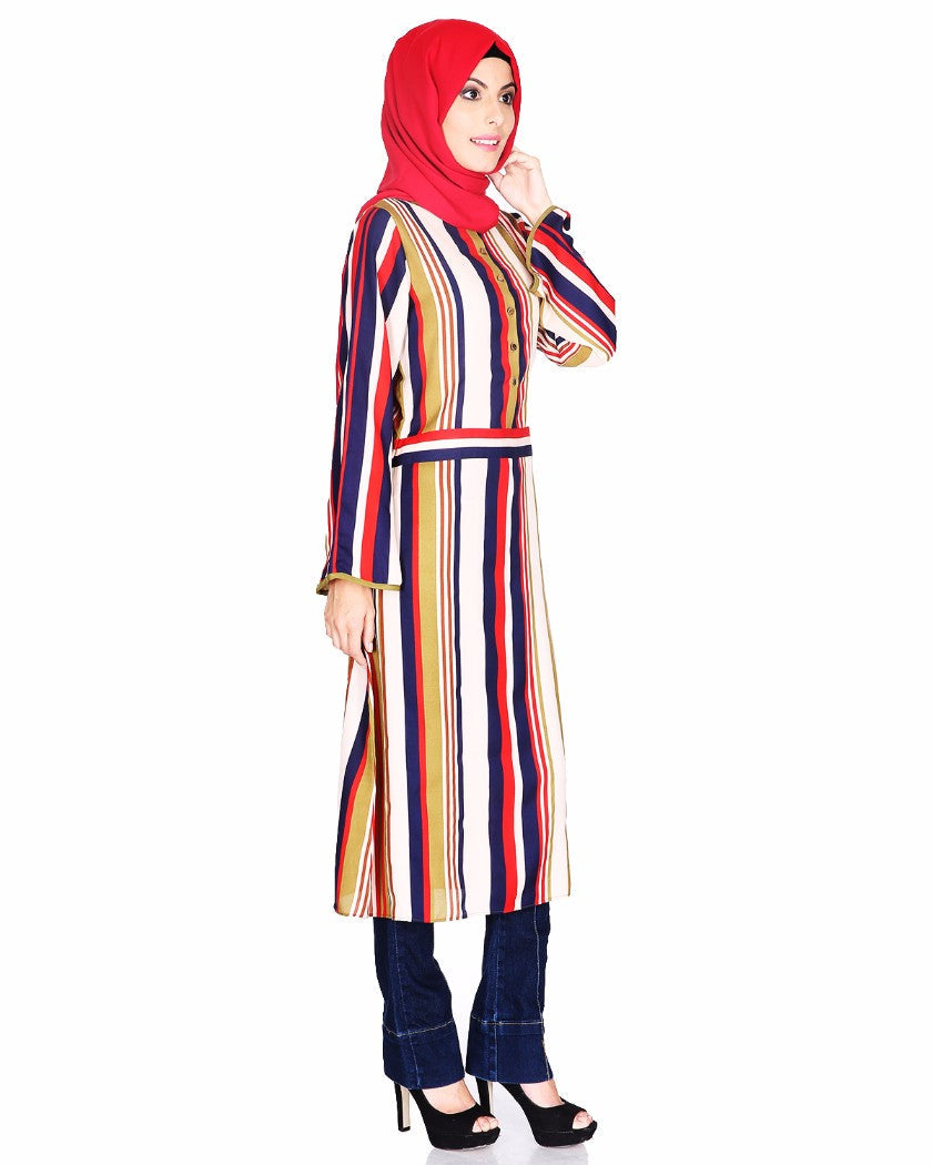 Yellow Gathered Top With Printed Yoke And Sleeve Border Off White