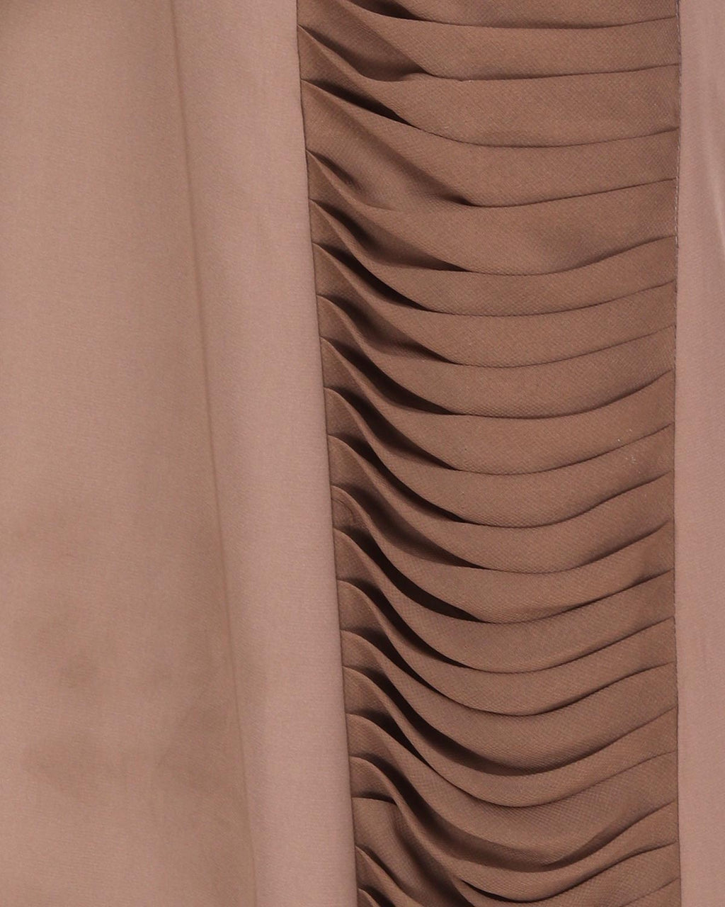 Tinselled Abaya with Frilled Side Panels Oak Brown S