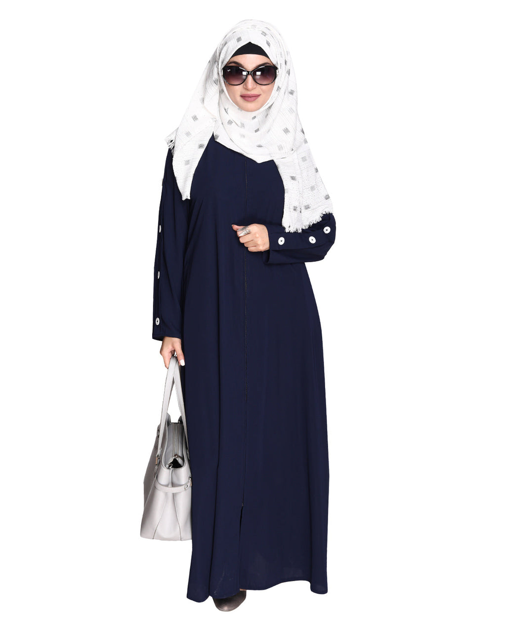 Delightful and Simple Abaya with Designer Sleeves Blue
