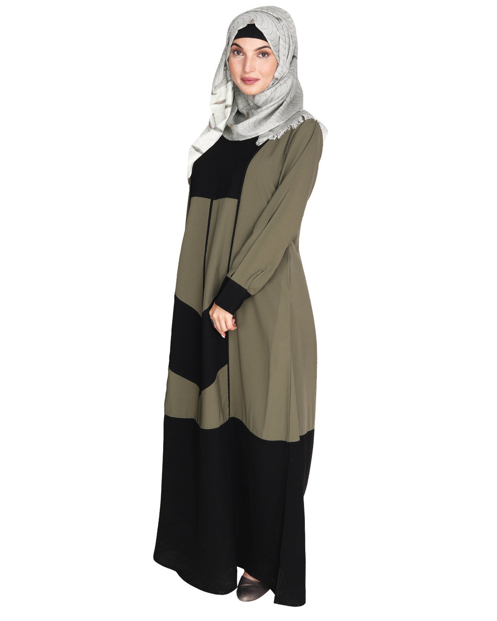 Symmetrical Design Abaya Dead Mint & Black