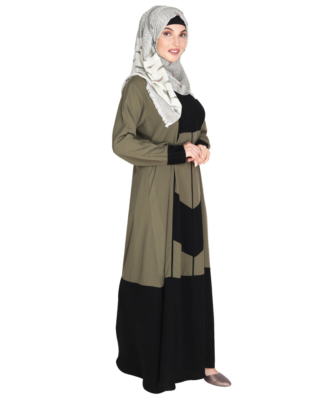 Symmetrical Design Abaya Dead Mint & Black