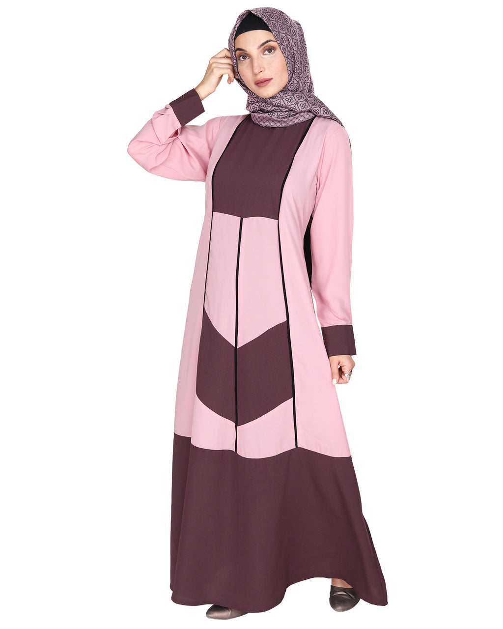 Symmetrical Design Abaya Pink