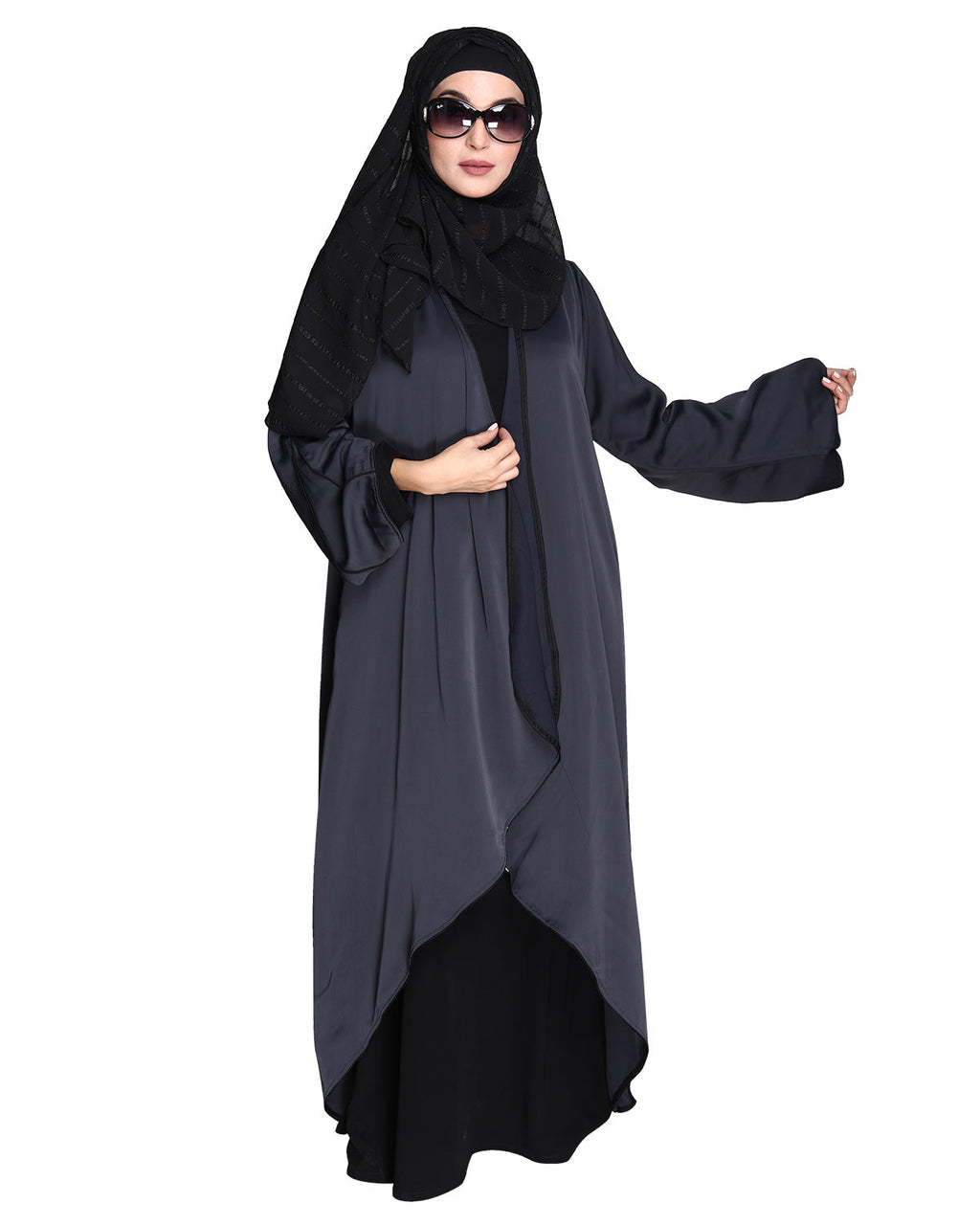 Stylish Shrug and Plain Beige Abaya Set