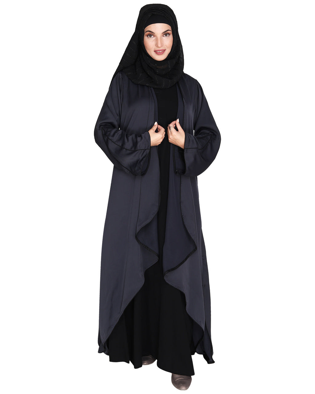 Stylish Shrug and Plain Beige Abaya Set