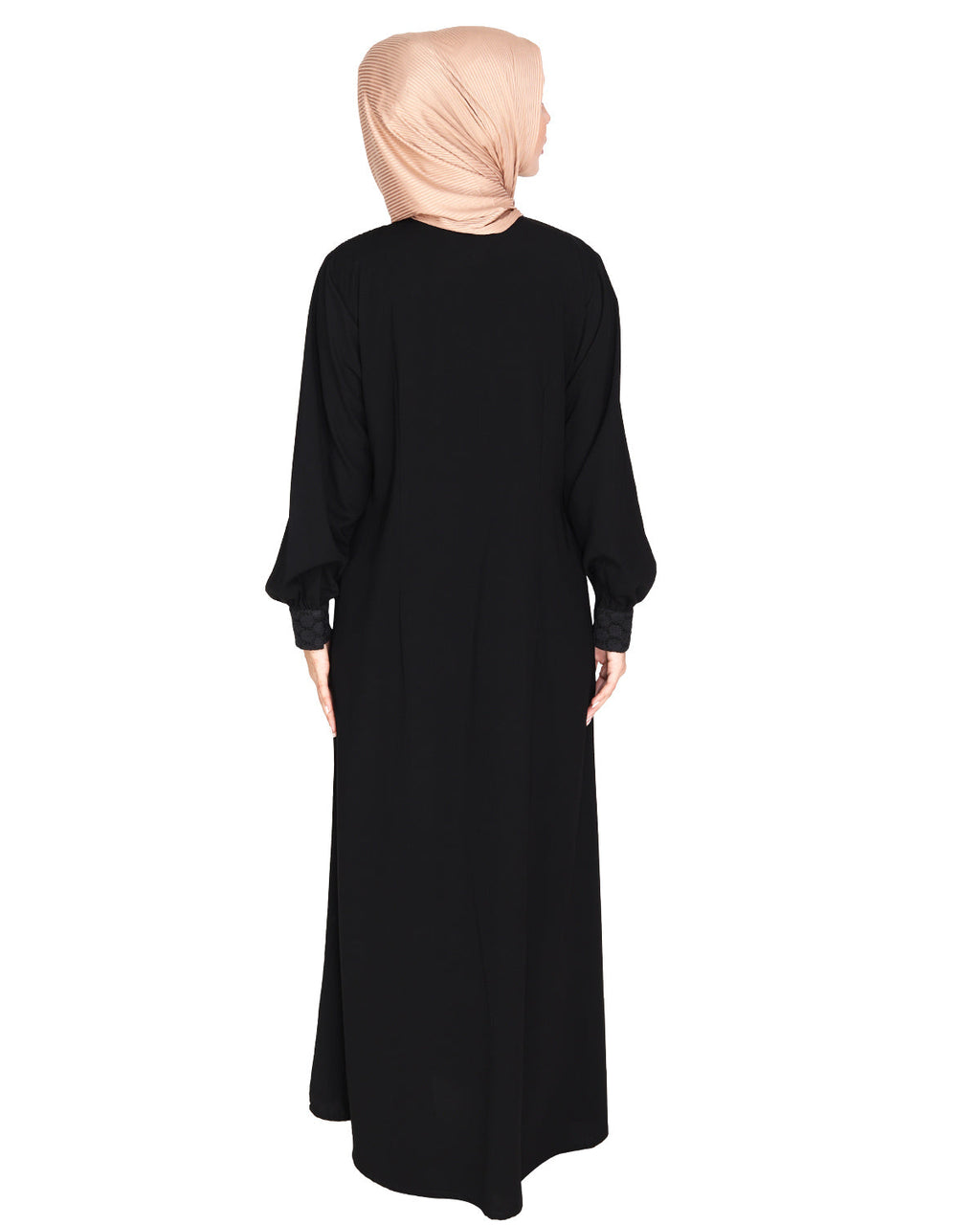 Subtle Lace Dress Abaya Black