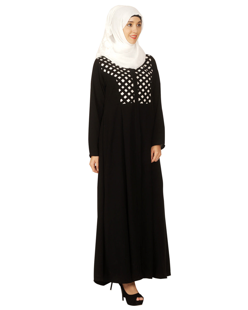 Hand Crafted Checkered Abaya Black