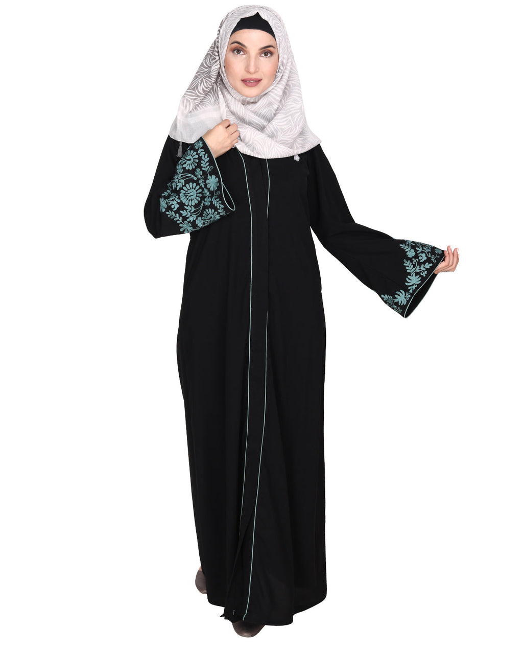 Abaya With Thread Embroidery Black