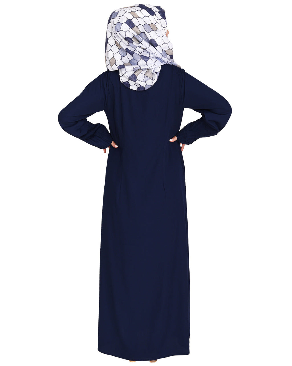 Sleek And Simple Abaya With Pintuck Detailing Blue