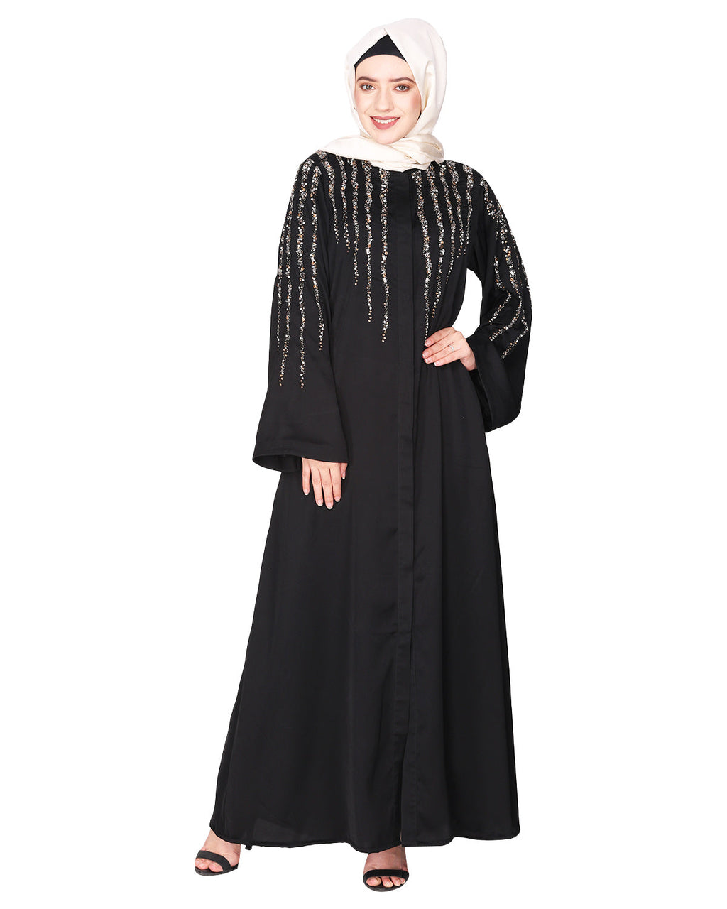 Luxurious Designer Khimar and Skirt Jilbab Set Black