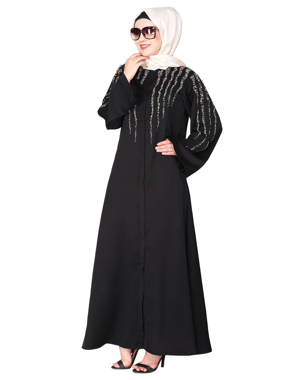 Luxurious Designer Khimar and Skirt Jilbab Set Black