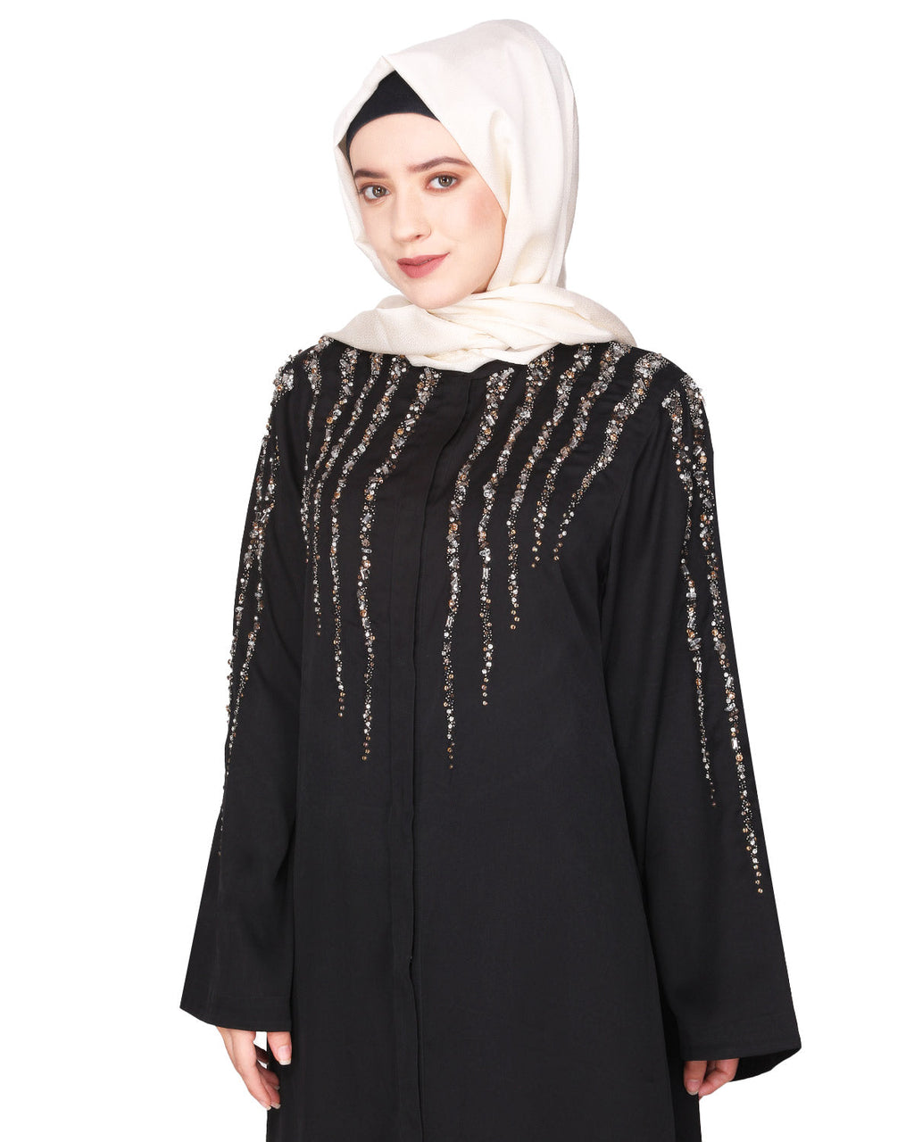 Luxurious Designer Khimar and Skirt Jilbab Set Black