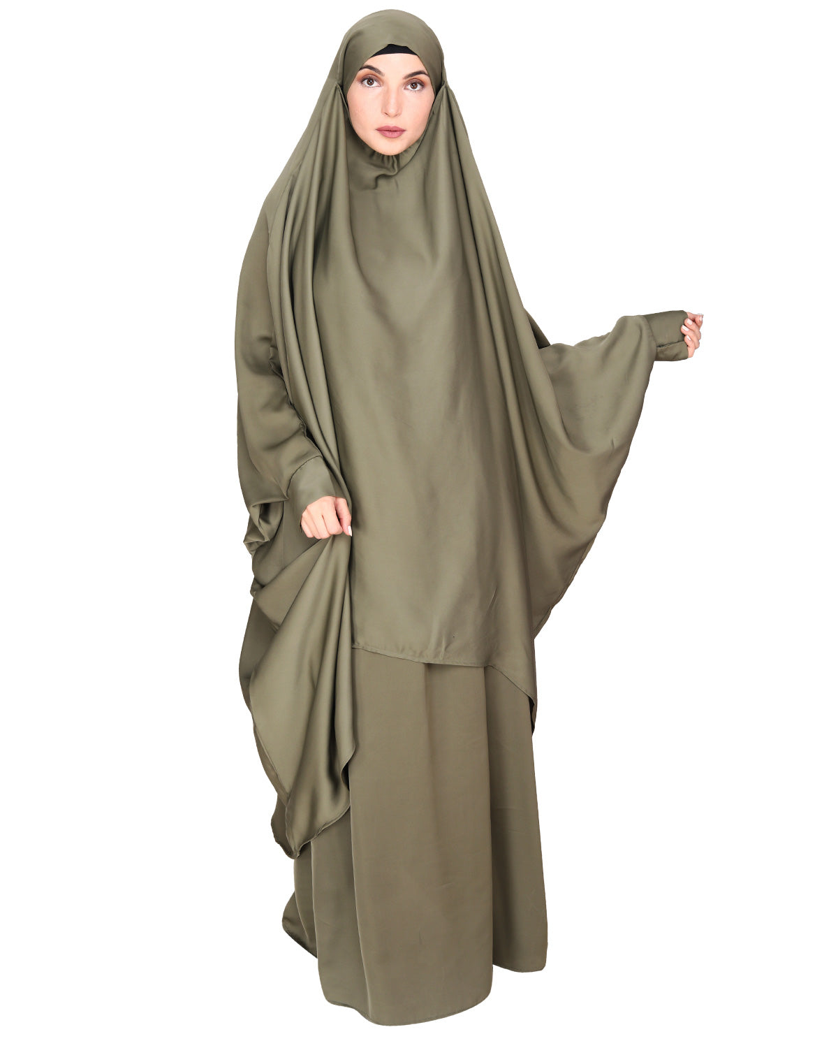 Luxurious Designer Khimar and Skirt Jilbab Set Dead Mint