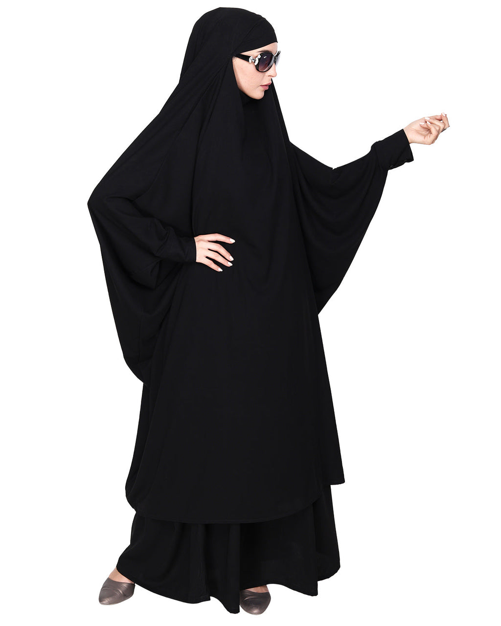Gleaming Khimar and Skirt Jilbab Set Black