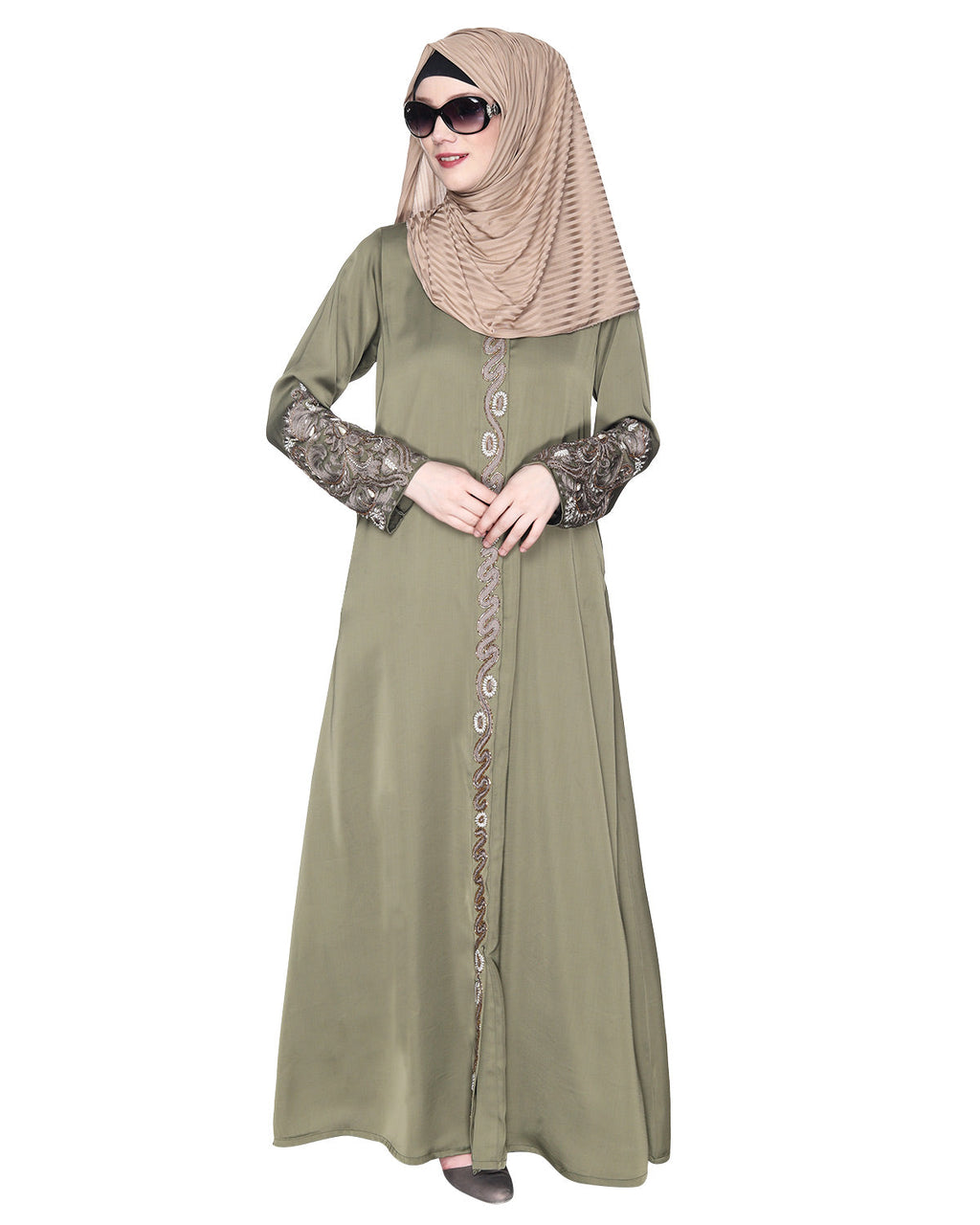 Opulent Hand Embroidered Luxury Abaya Dead Mint