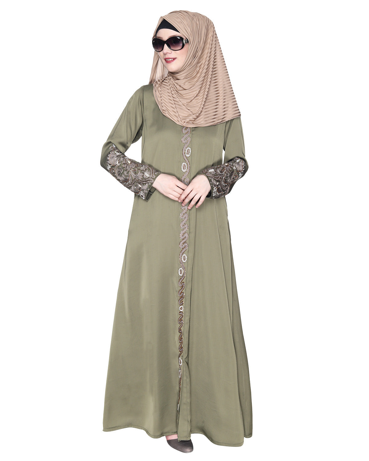 Opulent Hand Embroidered Luxury Abaya Dead Mint