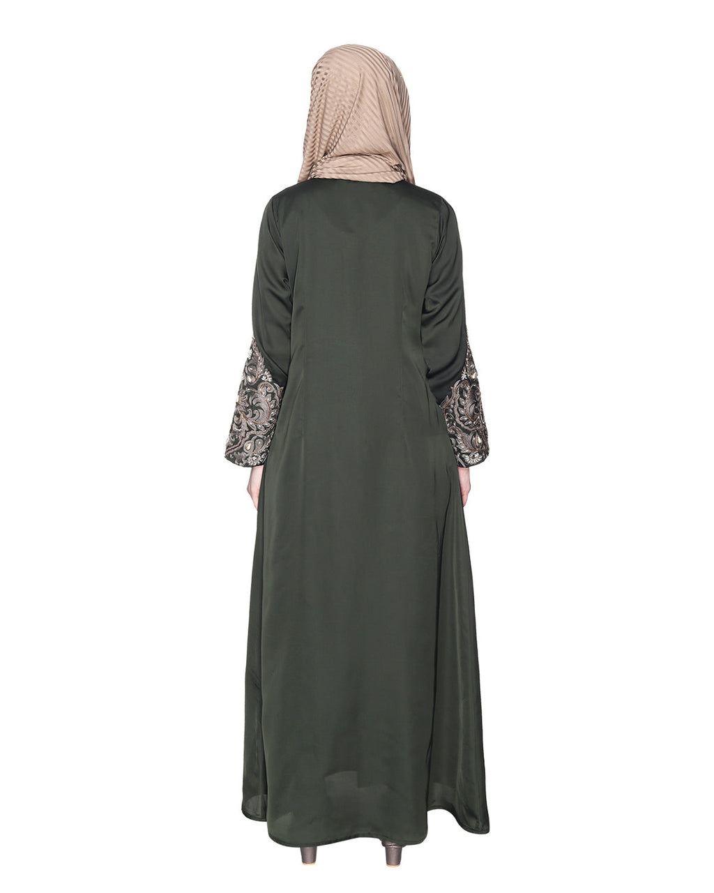 Opulent Hand Embroidered Luxury Abaya Olive