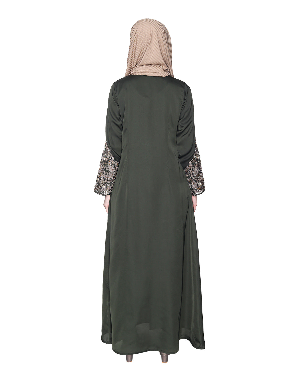 Opulent Hand Embroidered Luxury Abaya Olive