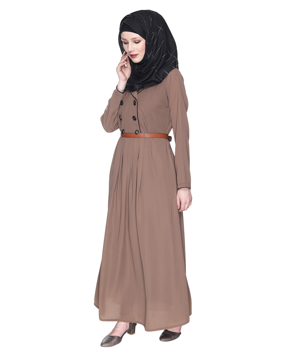 Oak Brown Coat Style Abaya Oak Brown