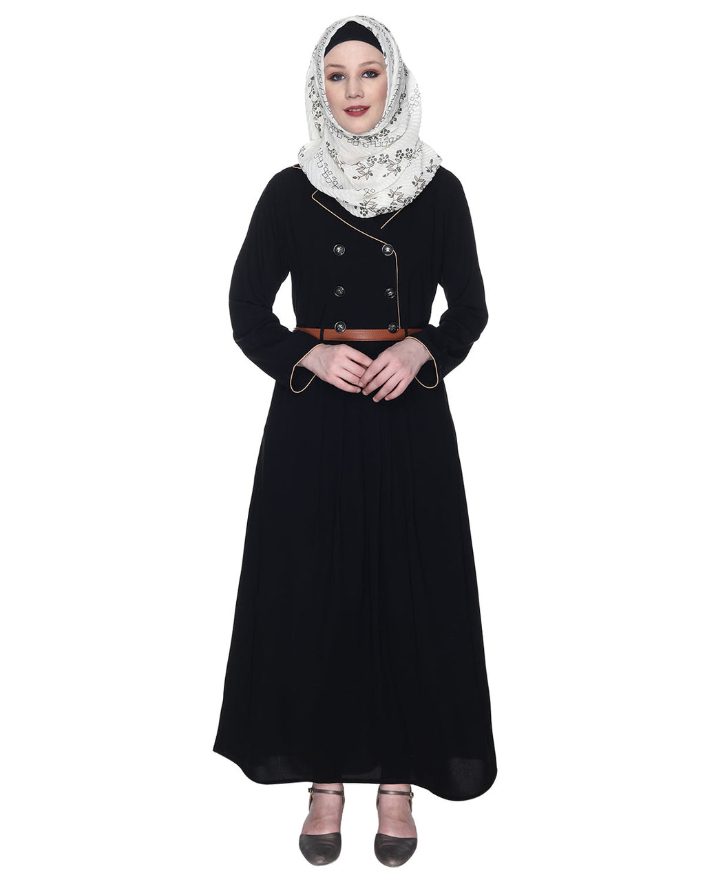 Black Coat Style Abaya Black