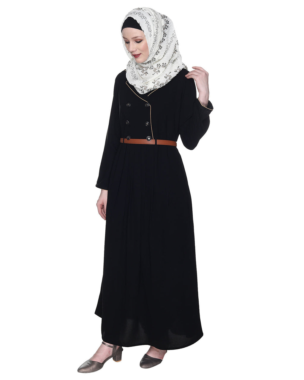 Black Coat Style Abaya Black