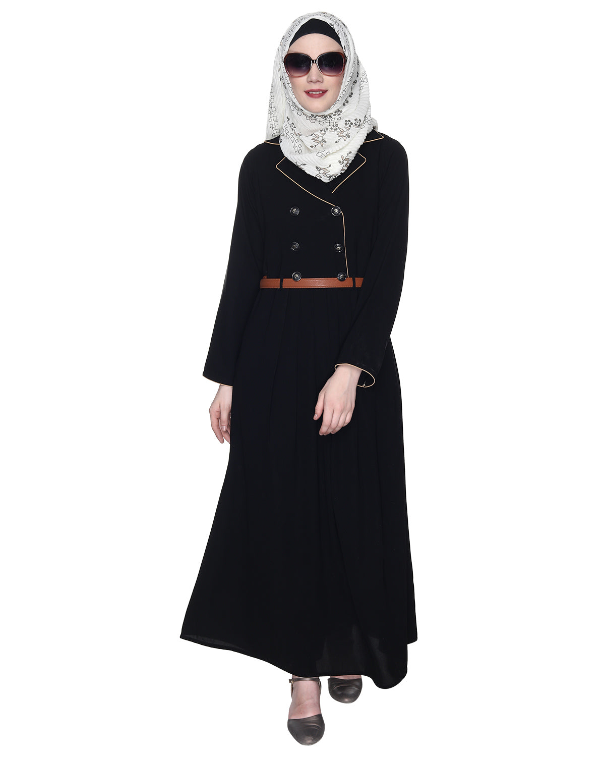 Black Coat Style Abaya Black