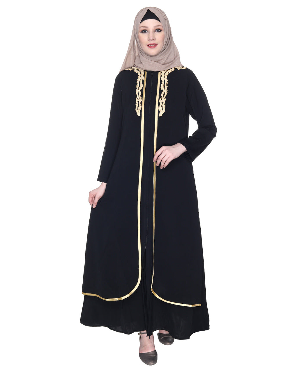 Regal Abaya With Gold Embroidery