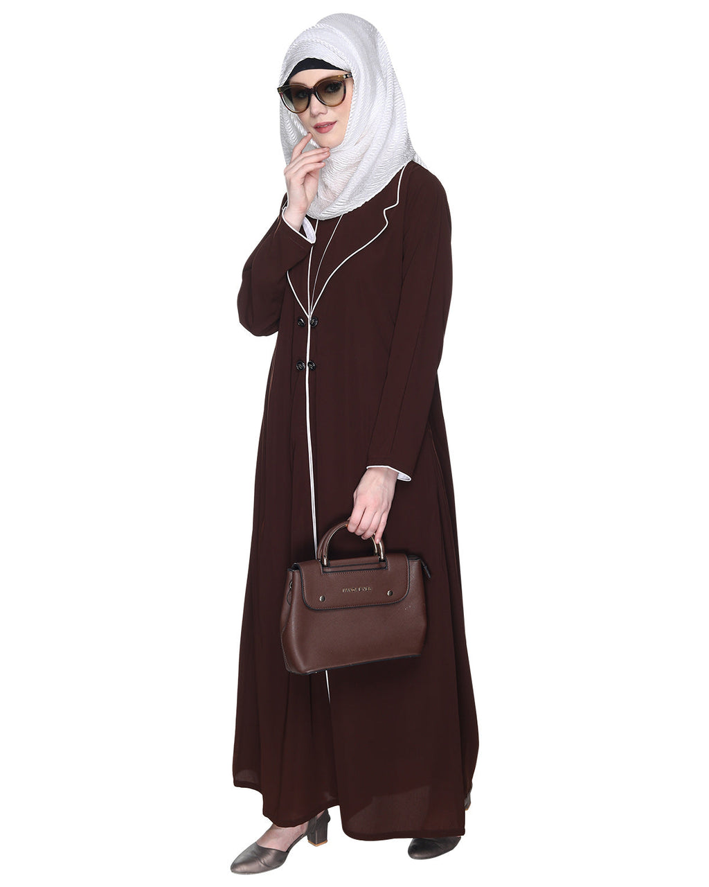 Tulip Sleeved Side Open Abaya Brown