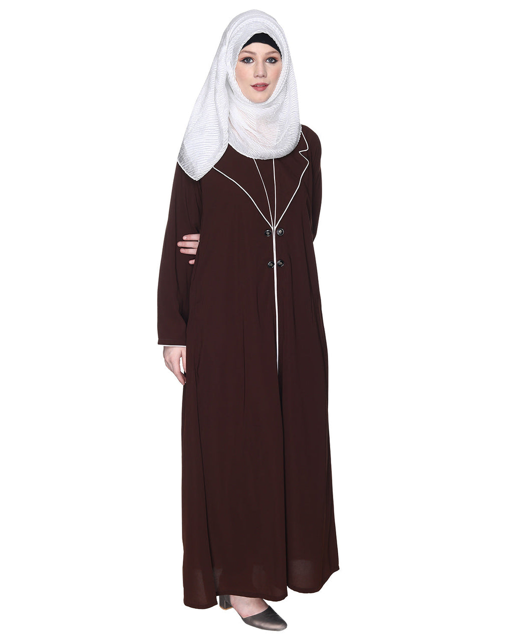 Tulip Sleeved Side Open Abaya Brown
