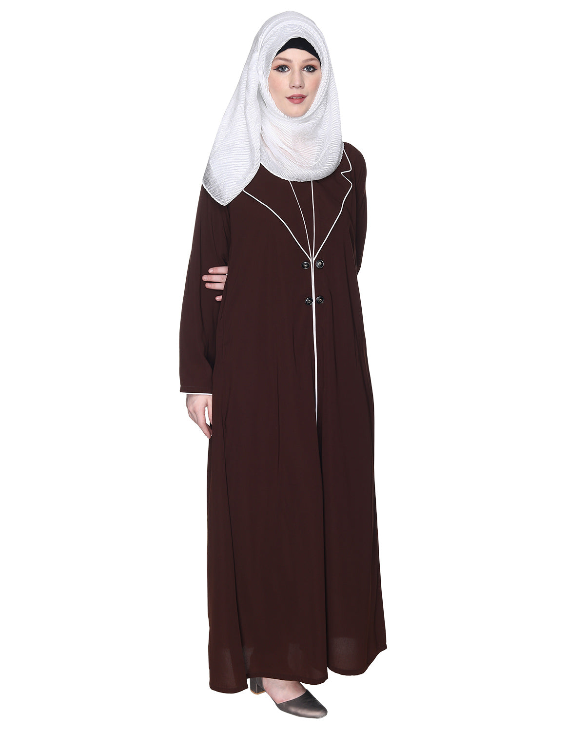 Tulip Sleeved Side Open Abaya Brown