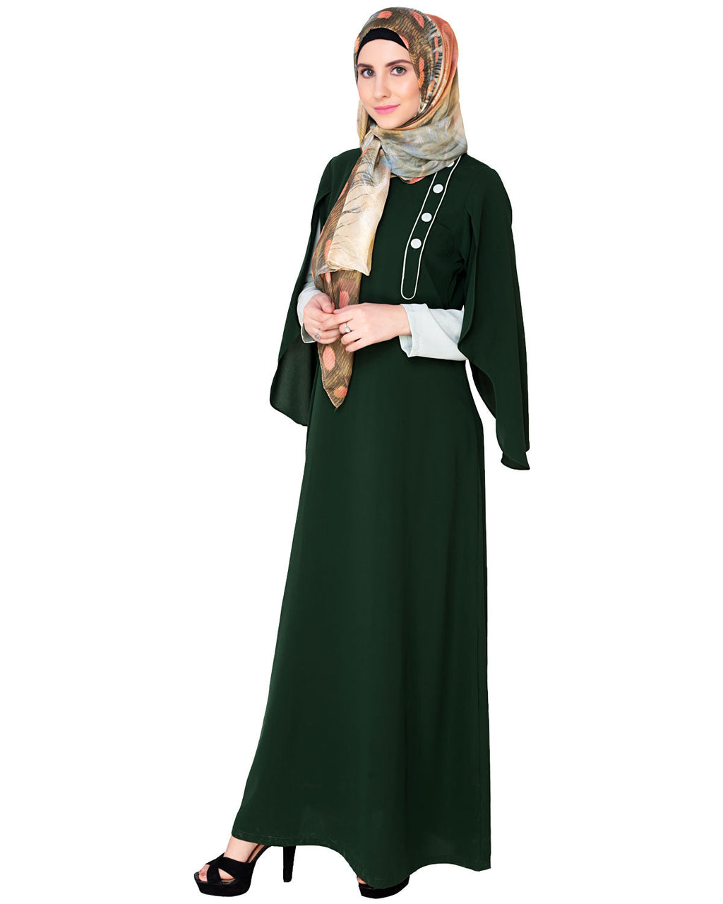 Tulip Sleeved Side Open Abaya Brown