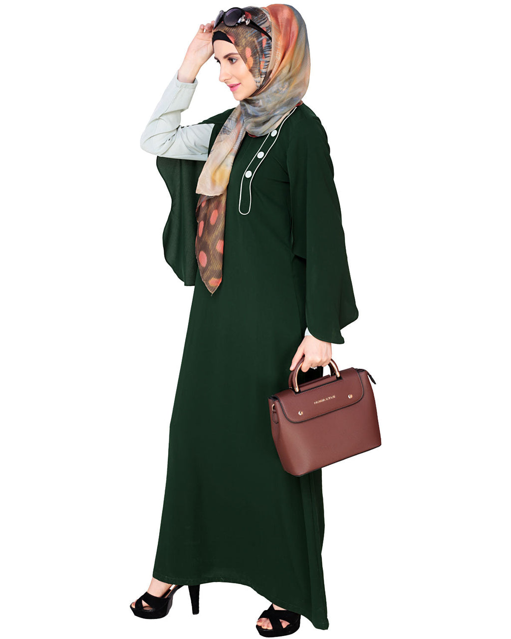 Tulip Sleeved Side Open Abaya Green