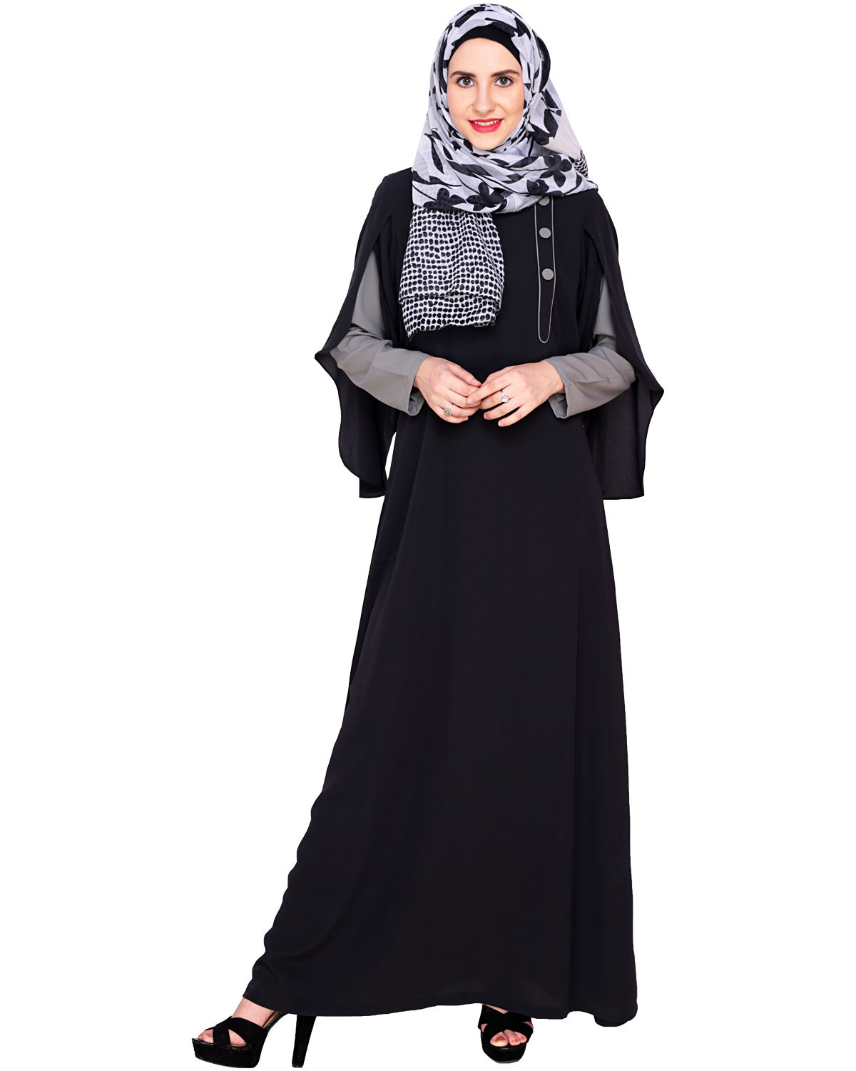Tulip Sleeved Side Open Abaya Green