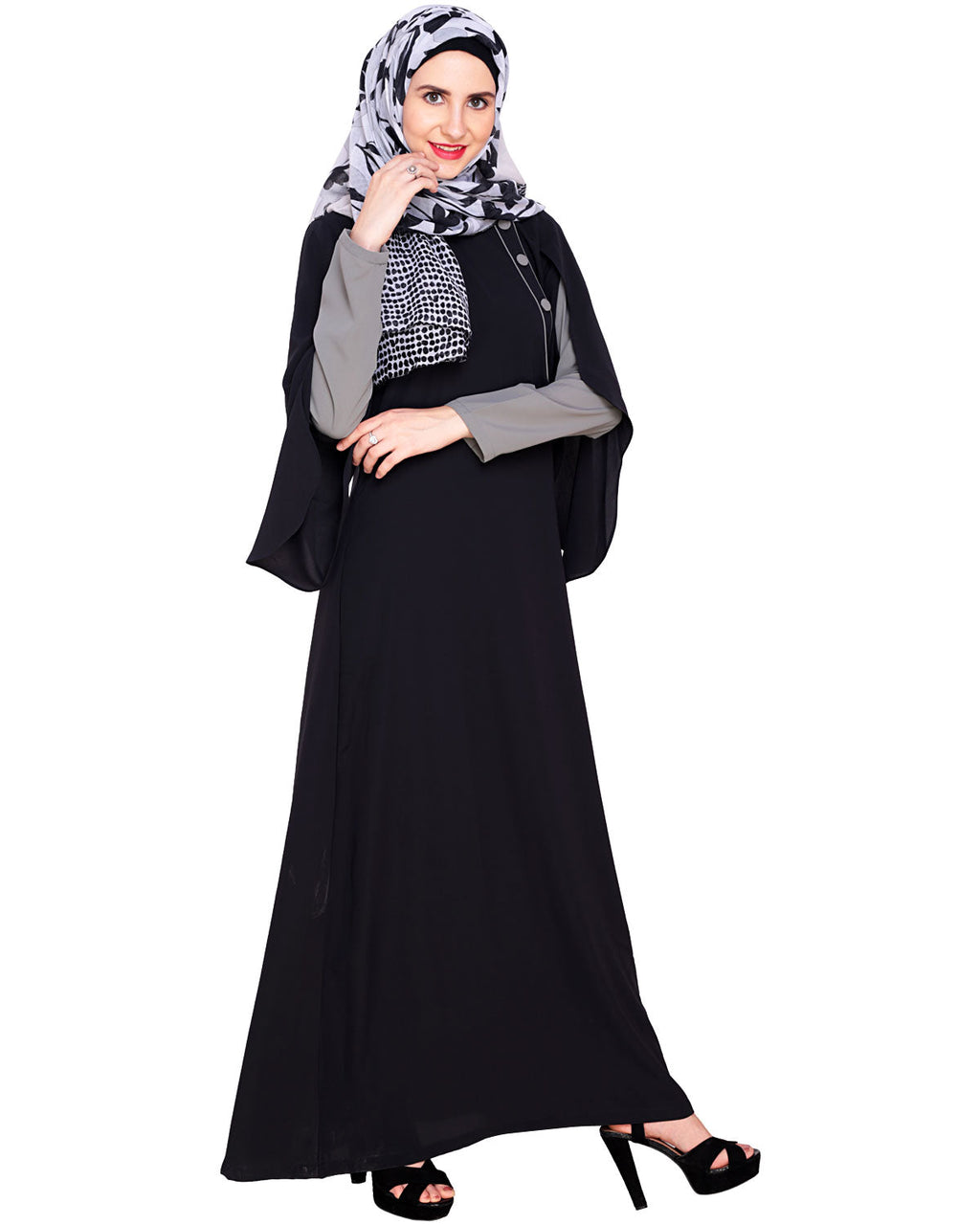 Tulip Sleeved Side Open Abaya Navy