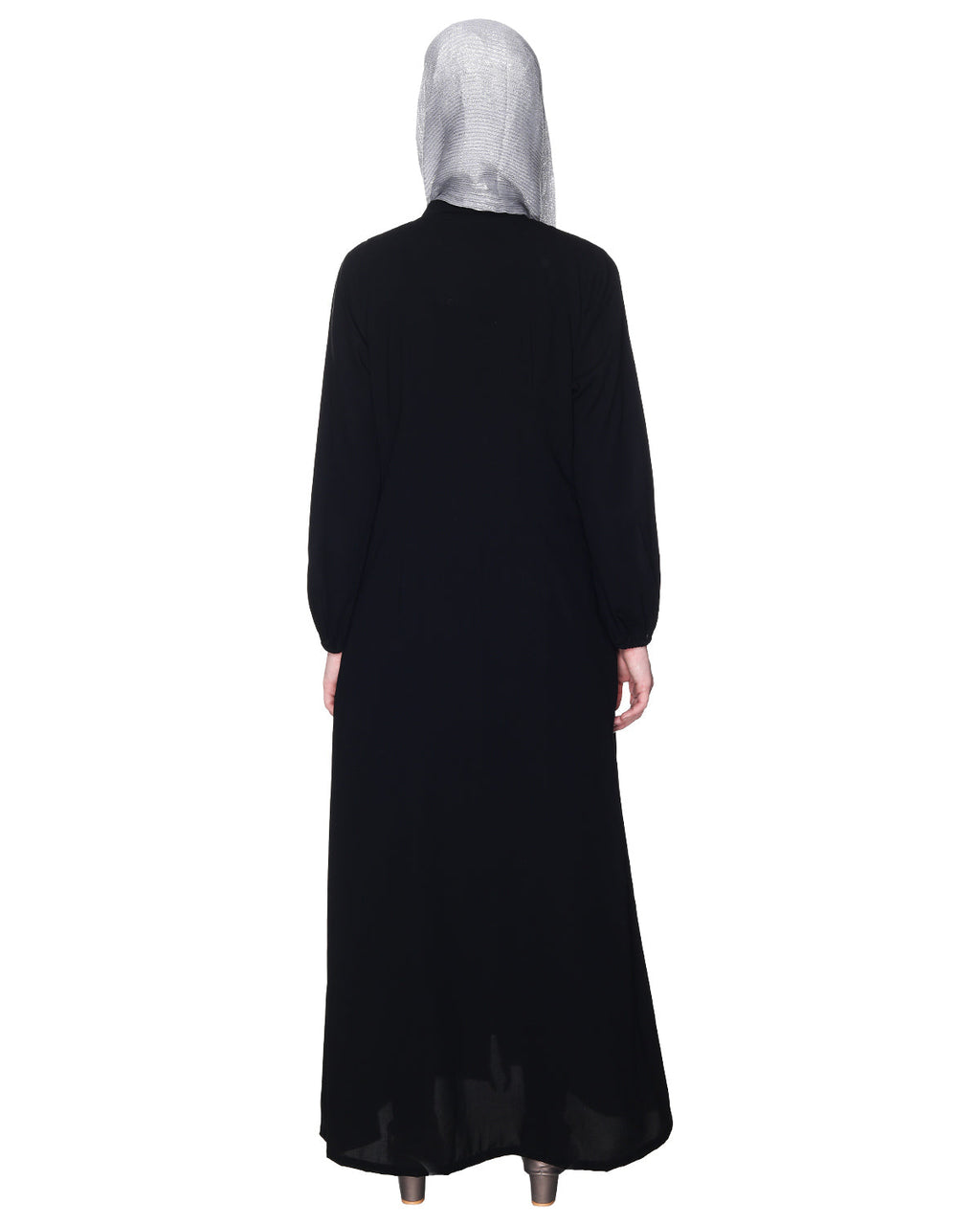 Abaya With Flashy Metallic Beads Embroidery Black