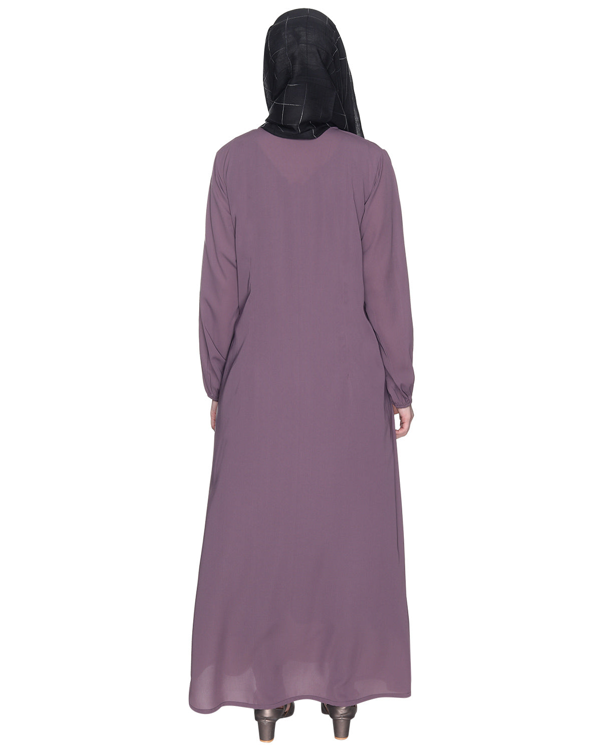 Angrakha Style Black Abaya Purple