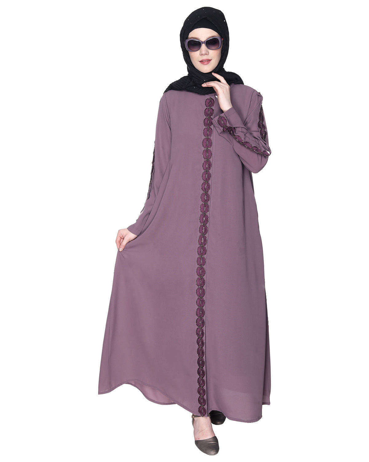 Glittering Loops Abaya Purple