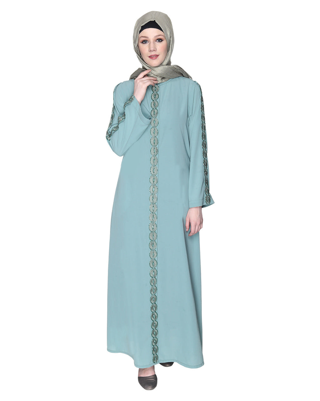 Glittering Loops Abaya Sage Green