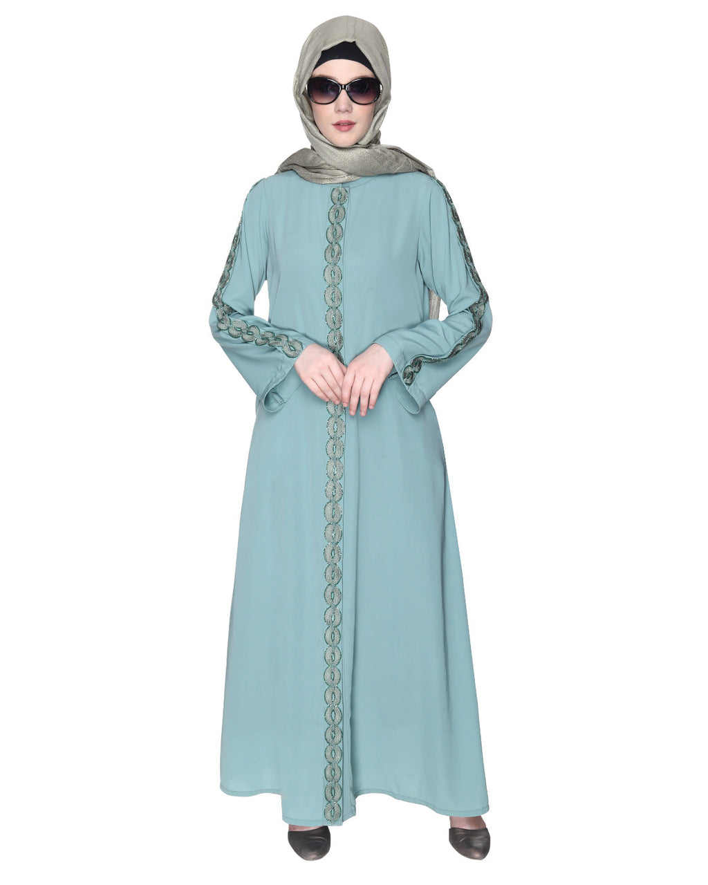Glittering Loops Abaya Sage Green