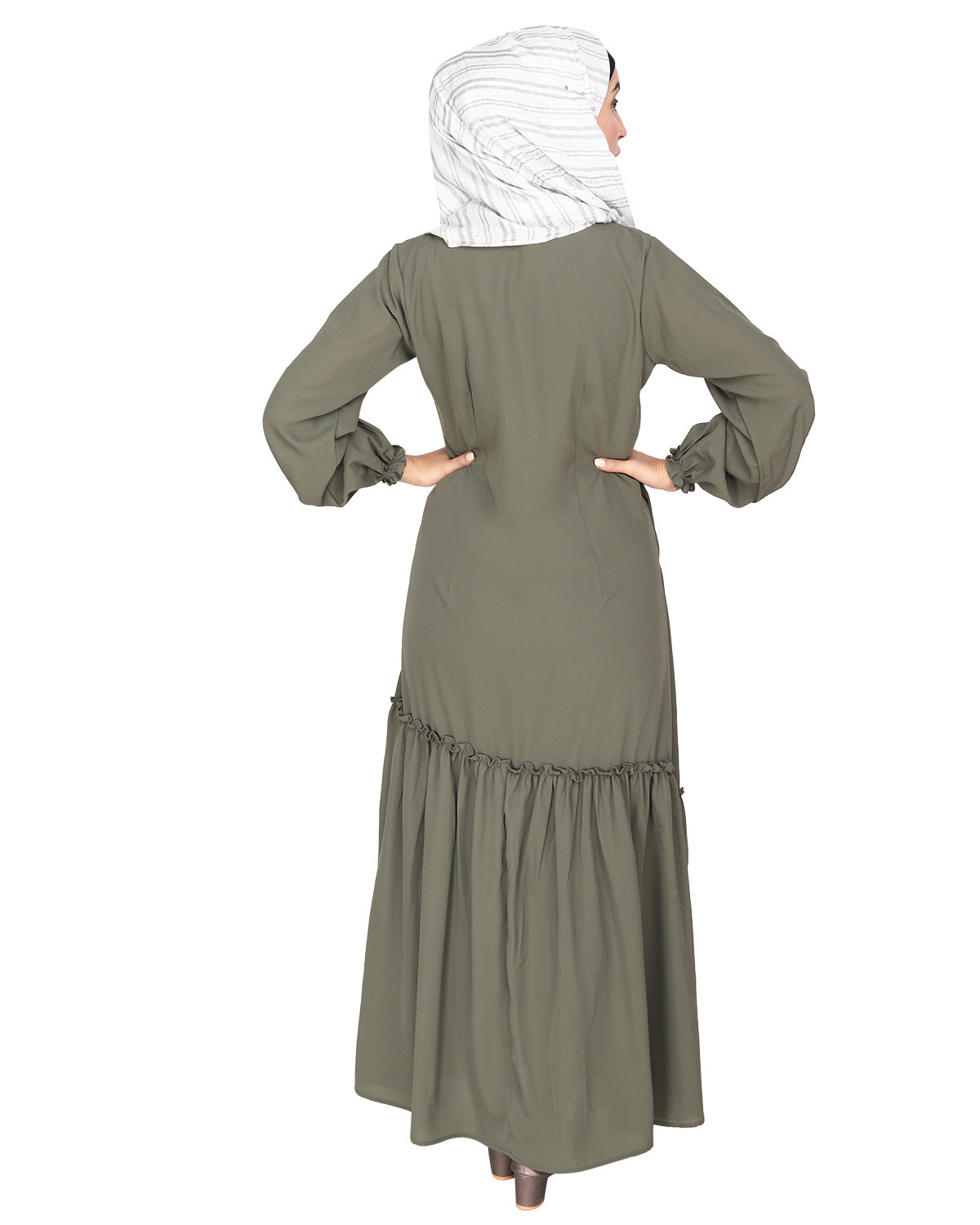 Chic Spiral Abaya With Frills Dead Mint