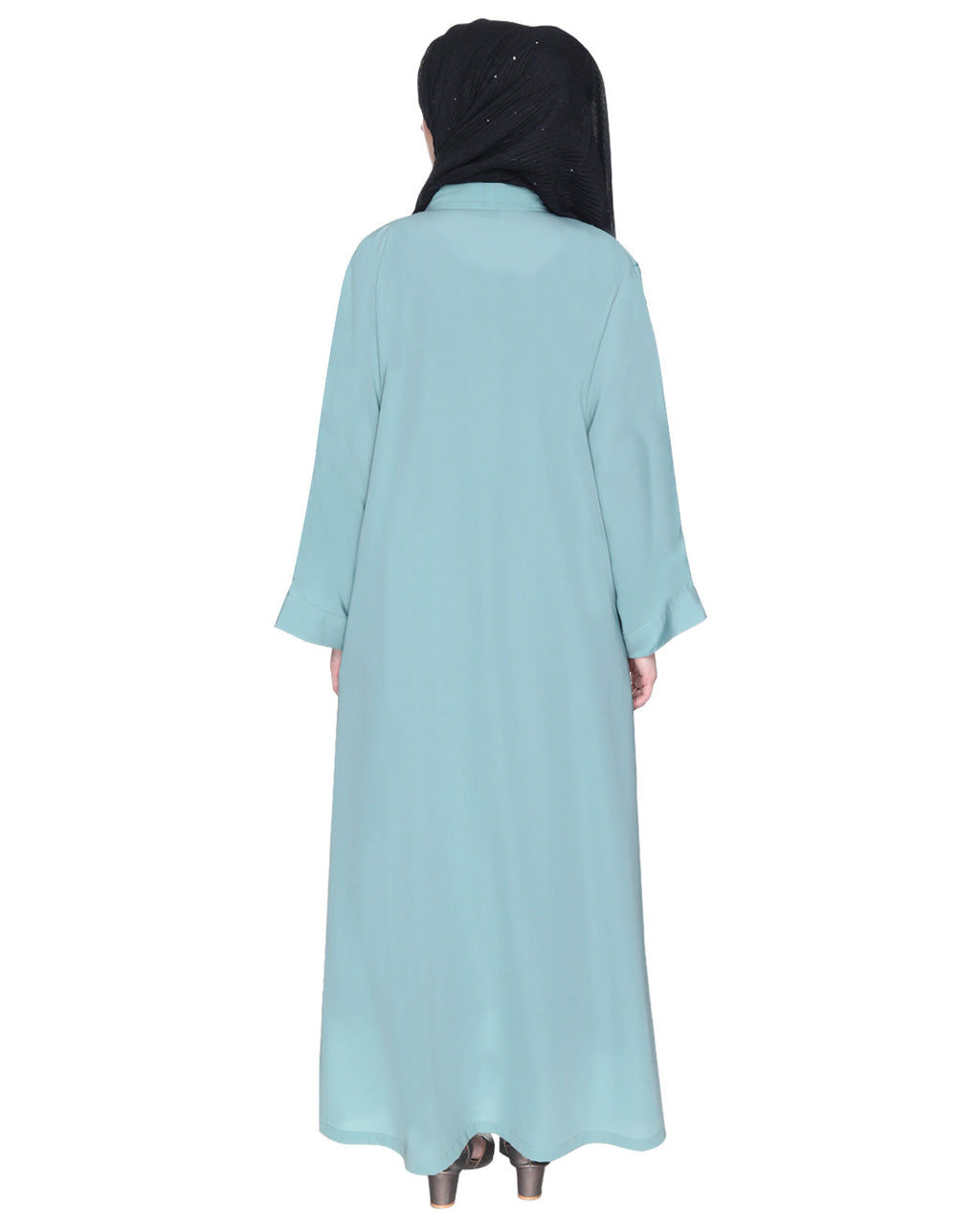 Spell-Binding Four Line Hand Embroidered Abaya Sage Green