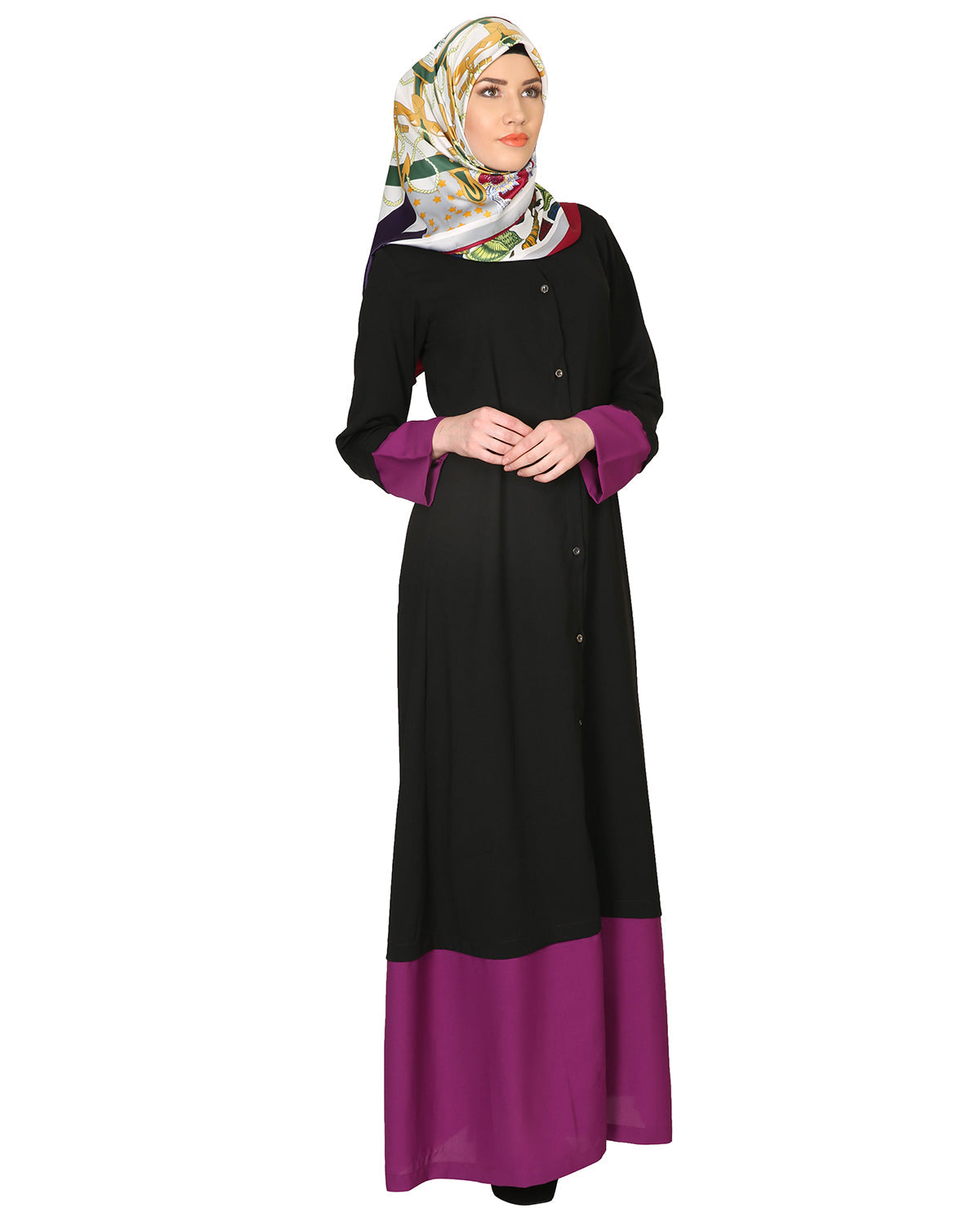 Black And Purple Abaya Black