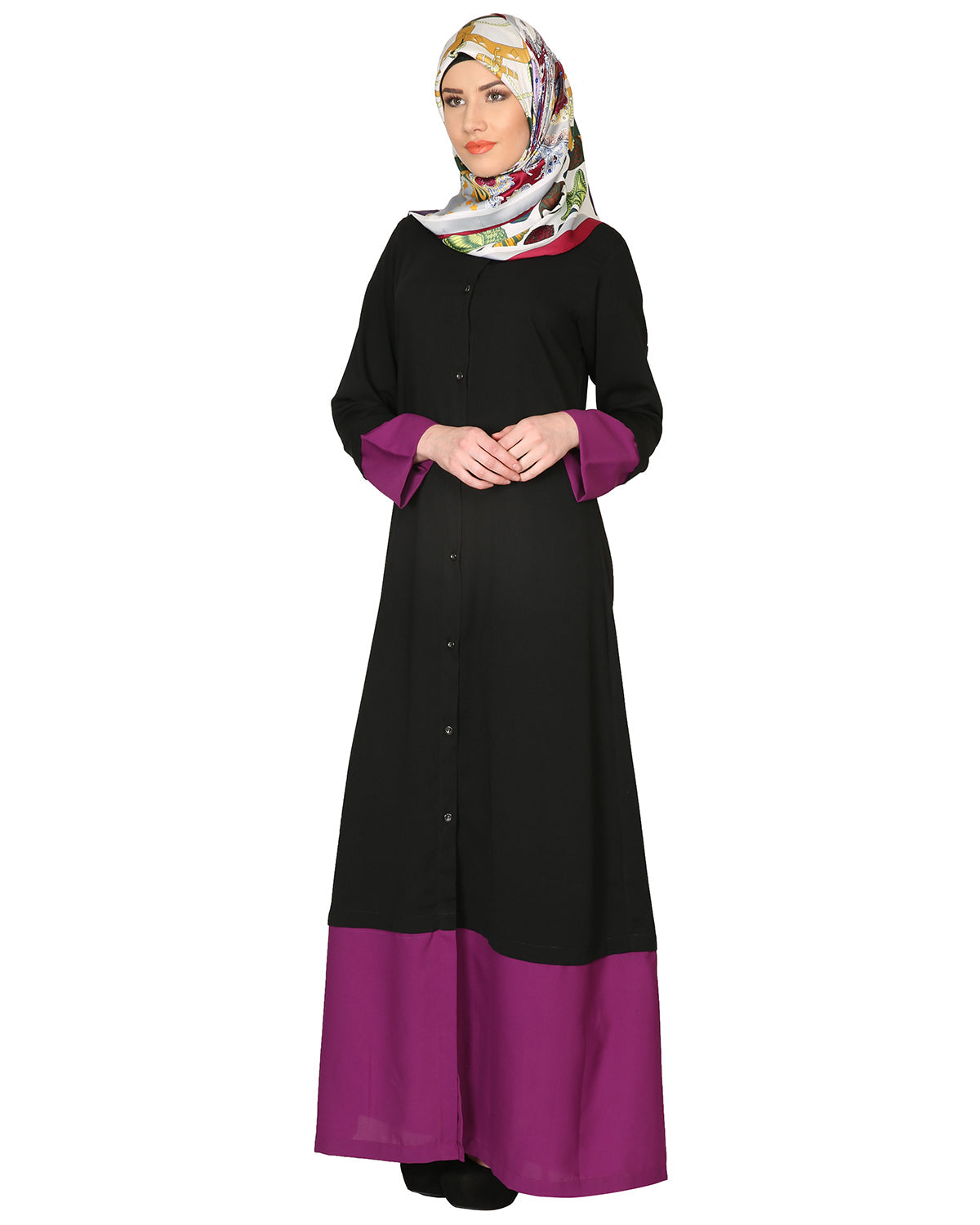 Black And Purple Abaya Black