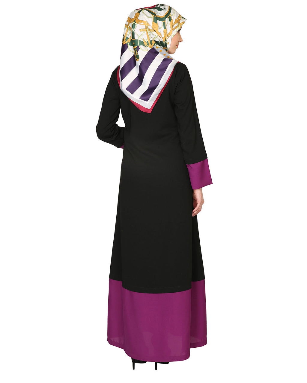 Black And Purple Abaya Black