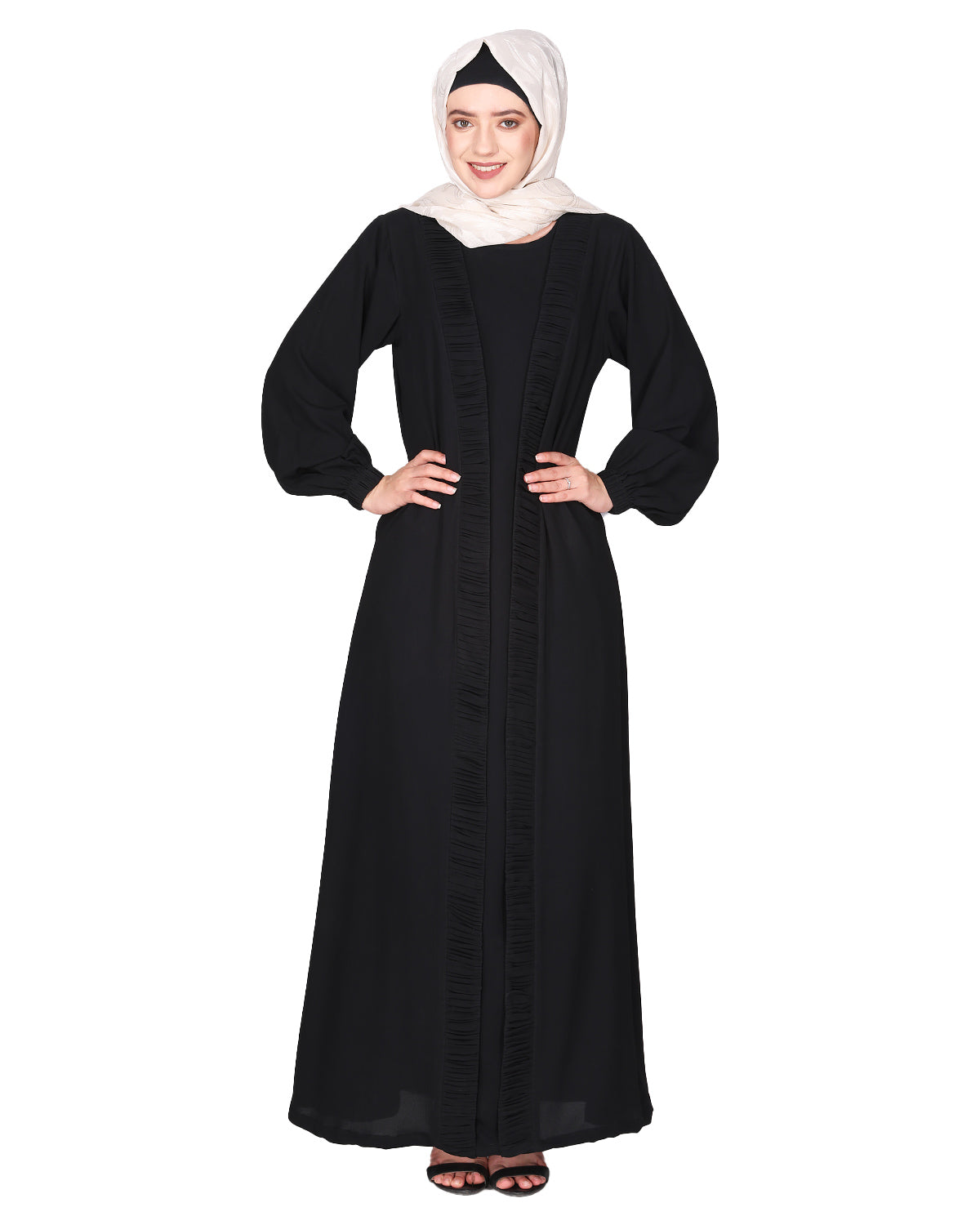 Casual Black Gown style Abaya Black