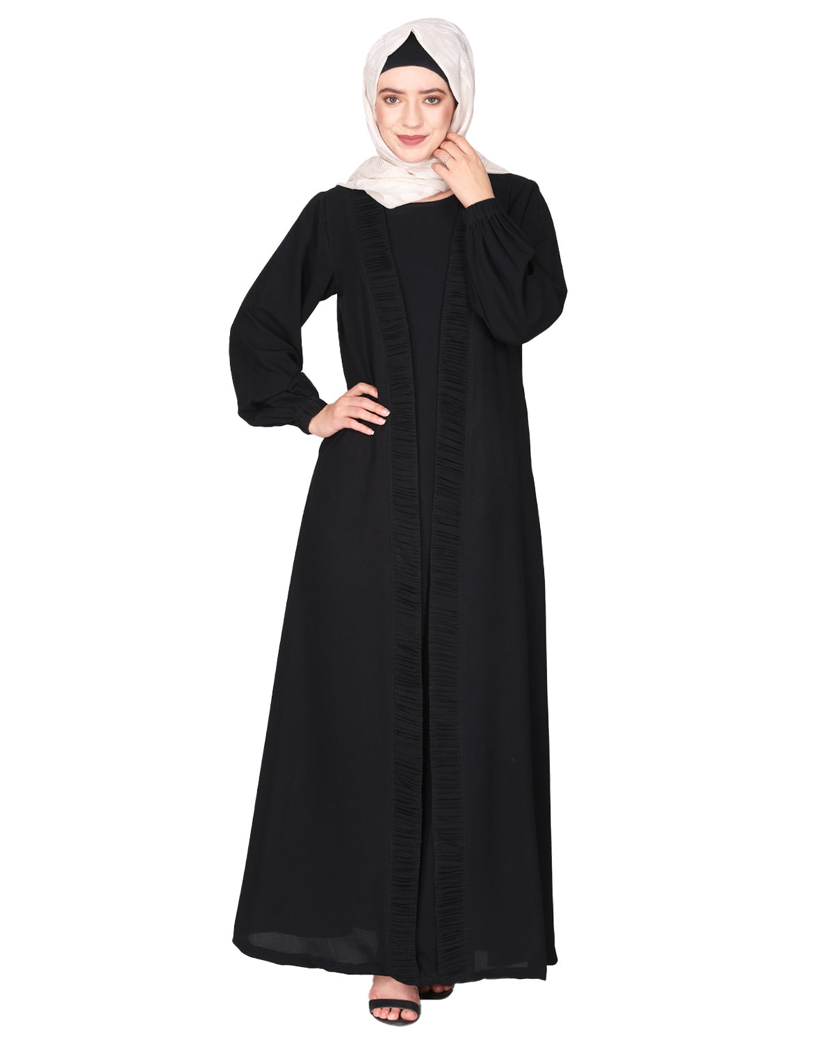 Casual Black Gown style Abaya Black