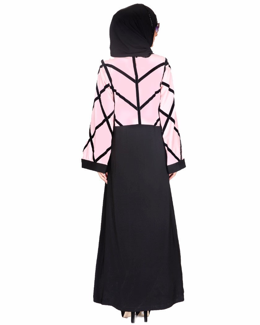 Pink And Black Abaya Pink & Black