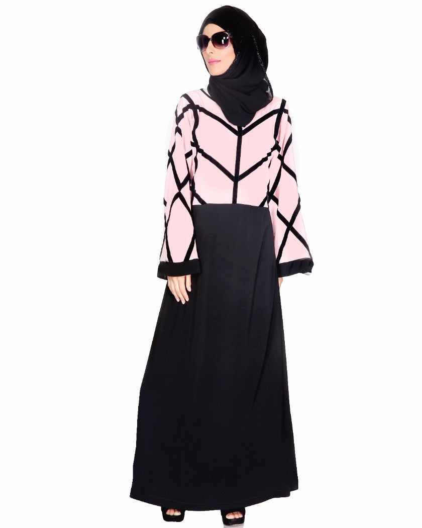 Pink And Black Abaya Pink & Black