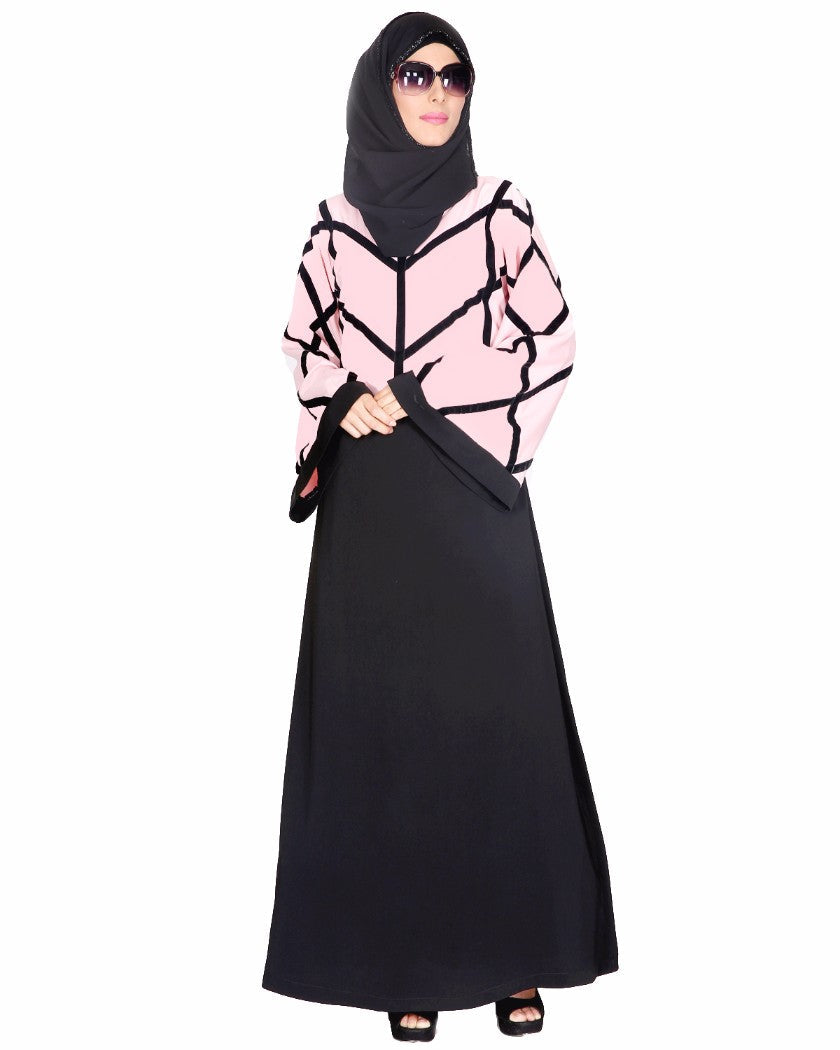 Pink And Black Abaya Pink & Black